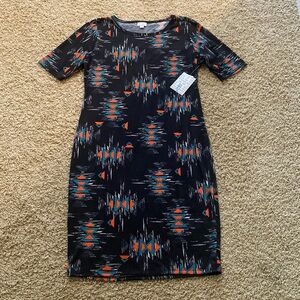 NWT LulaRoe Julia XL. Gorgeous soft stretchy midi/dress Black, teal & orange